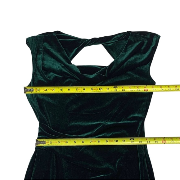 Vince Camuto Emerald Green Velvet Draped Formal Dress 8 Open Back Holiday Party - Picture 6 of 13